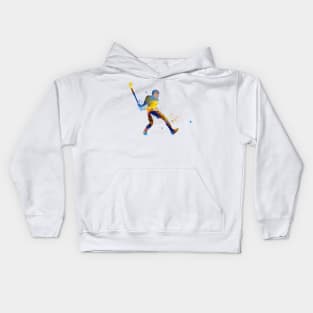 watercolor field hockey Kids Hoodie